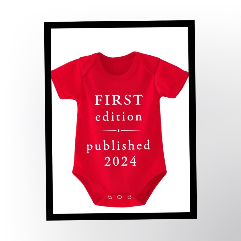 ‼️‼️CLEARANCE “First Edition Published 2024" Letter Print Newborn Jumpsuit,